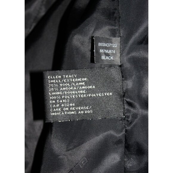 ELLEN TRACY Wool/Angora Belted & Hooded Midi Wrap Coat in Black (Large) - Picture 12 of 13